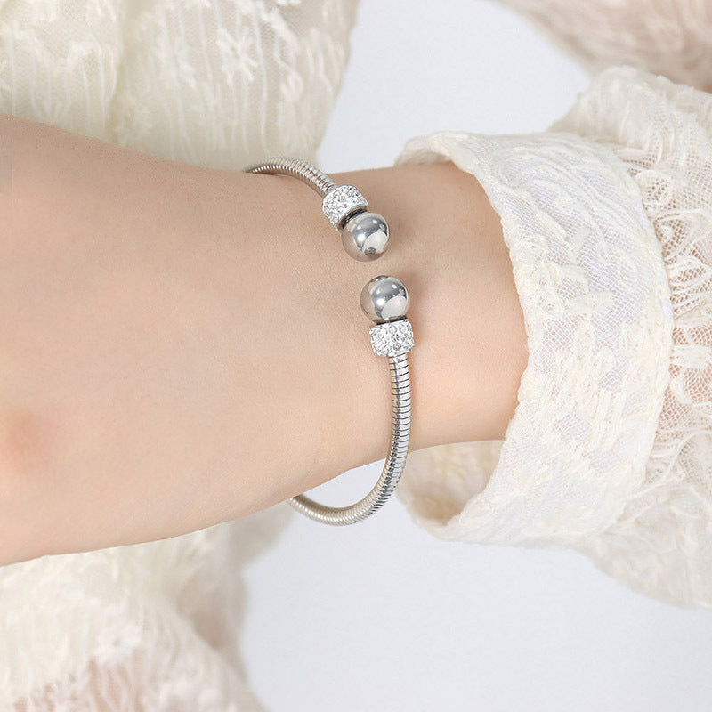 Wholesale Ring Light Luxury Colorless Titanium Steel Bracelet